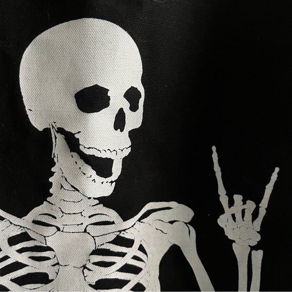 Skeleton Rock On Hand Symbol Tote Bag - Picture 4 of 5